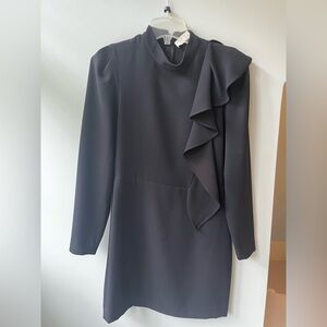 IRO Black Long Sleeve Dress with Ruffle